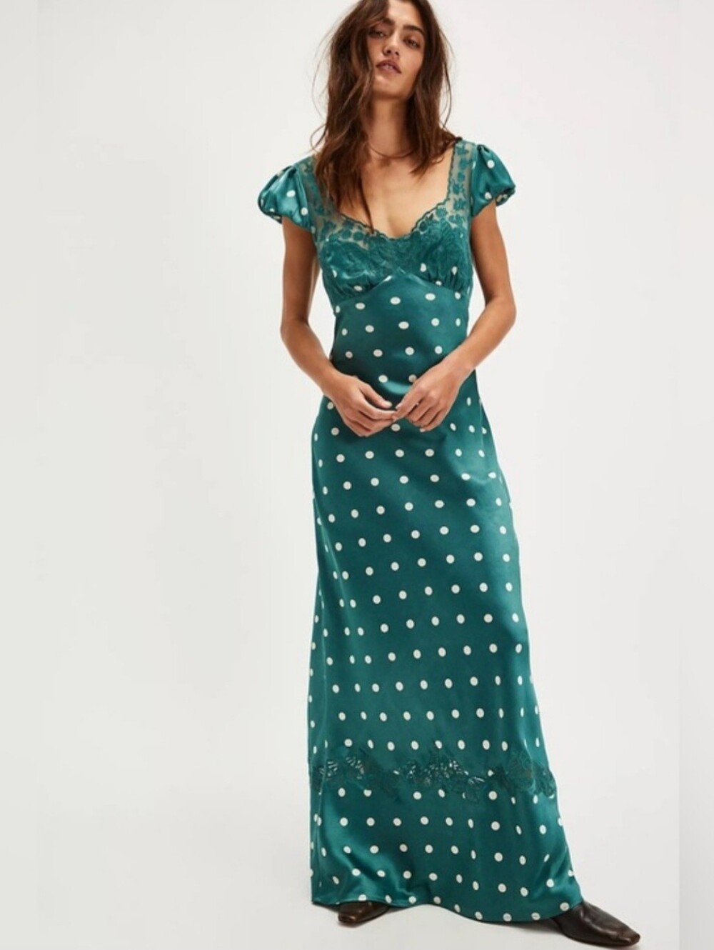 Free People Jade Green Butterfly Babe Maxi Dress Size Small